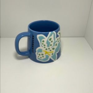 Starbucks ceramic blue floral mug 12 ounces